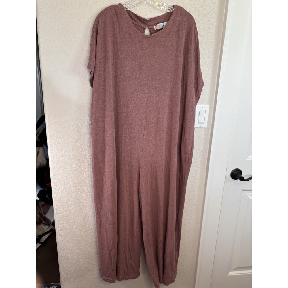 Free People Beach Luster One Piece Jumpsuit M/L Oversized Wide Leg Antique Oak